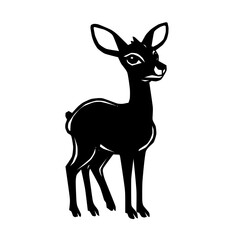 A dik-dik standing alert, head raised, large eyes and ears visible. © robin