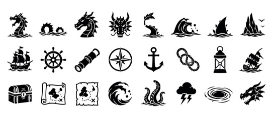 Nautical Symbols and Icons Set Collection. © Kenn