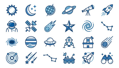 Space icons and symbols collection. © Kenn