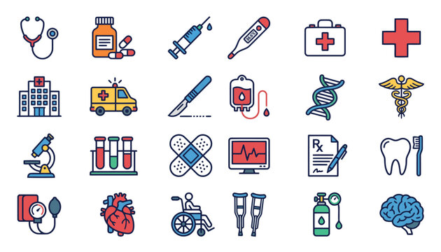 Medical Health Care Symbols Icons Set.