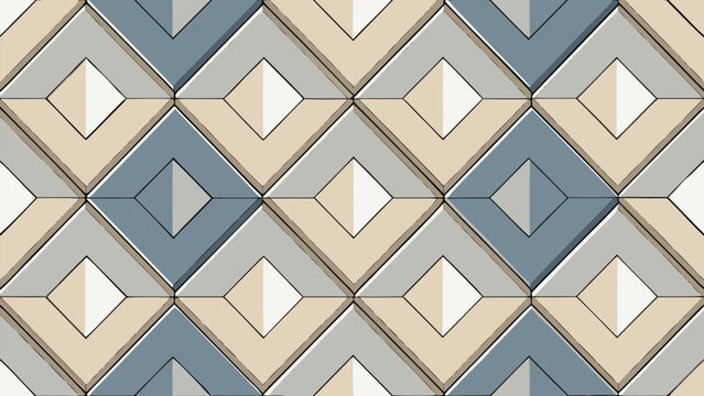 Seamless Geometric Diamond Tile Pattern Vector in Beige and Gray Stone Texture for Modern Background
