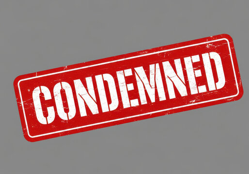 Red grunge rubber stamp with the word condemned written in white text