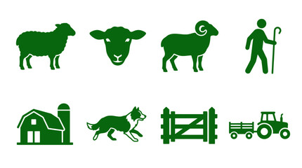 Sheep farming and livestock agriculture icon set. © Lintangbrisha
