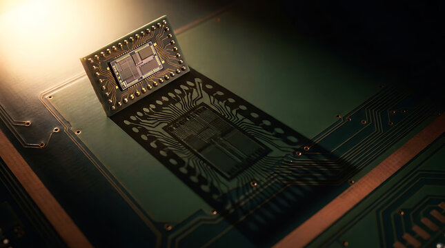 Advanced High Performance RAM Memory Chip Mounted on Integrated Circuit Board for Computing Technology Infrastructure
