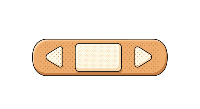 Medical plaster bandage icon with directional arrows and a sterile pad in the center of the brown adhesive strip.