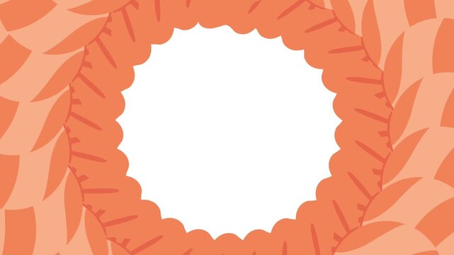 Abstract orange and peach floral circular frame rotating animation loop