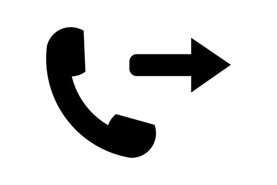 Black telephone handset icon with an arrow pointing to the right representing outgoing calls