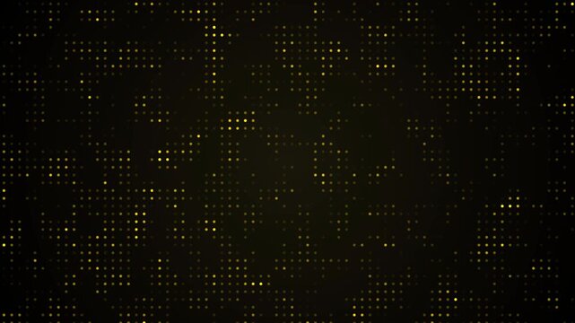 4K Abstract yellow digital dot matrix background loop. Futuristic technology data grid animation.