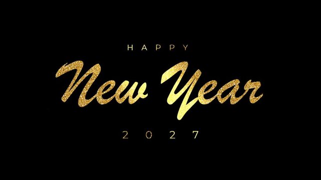 Gold Glitter Happy New Year 2027 Text Animation Overlay