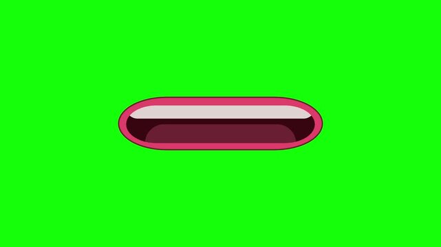 Cartoon mouth animation speaking and shouting against green screen background.