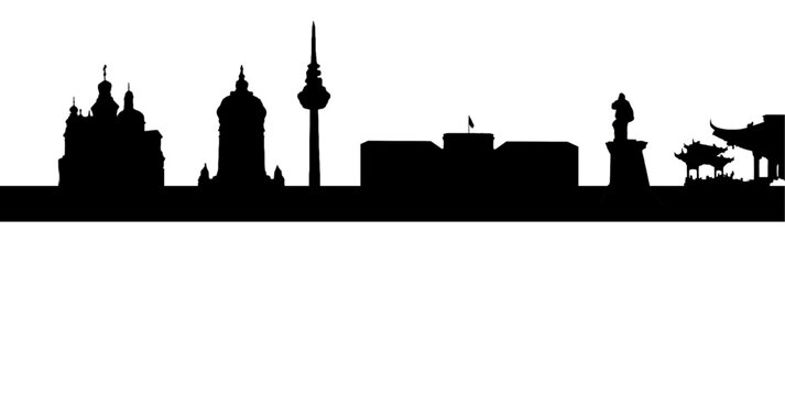 Mannheim Skyline Silhouette with Urban Landmarks &ndash; Baden-W&uuml;rttemberg Germany Cityscape Vector Illustration