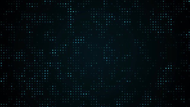 4K Abstract Cyan digital dot matrix background loop. Futuristic technology data grid animation.