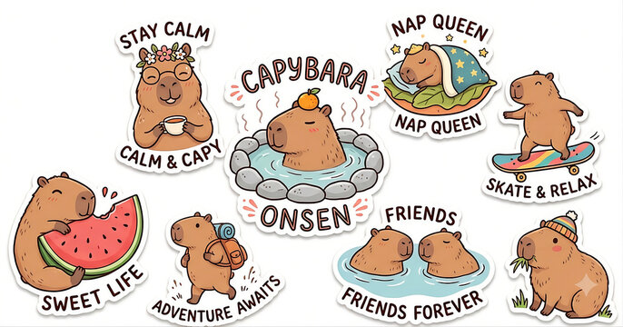 STIKER HEWAN CAPYBARA LUCU