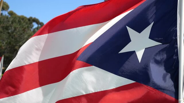 Puerto Rico Flag flying in wind