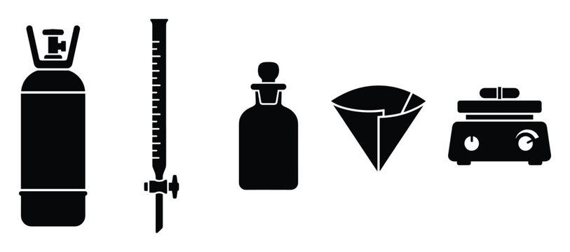 Set of fundamental laboratory tools for chemical experiments and scientific studies.