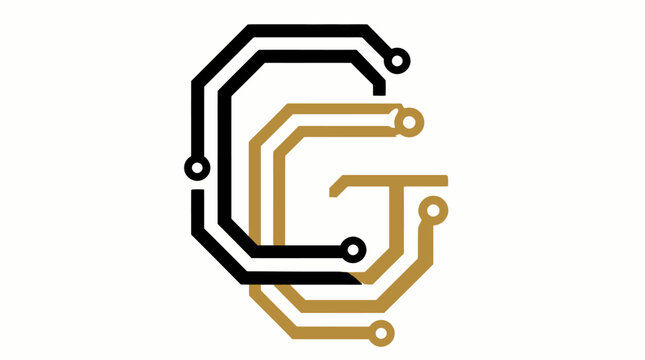 Abstract letter G circuit board tech logo design.