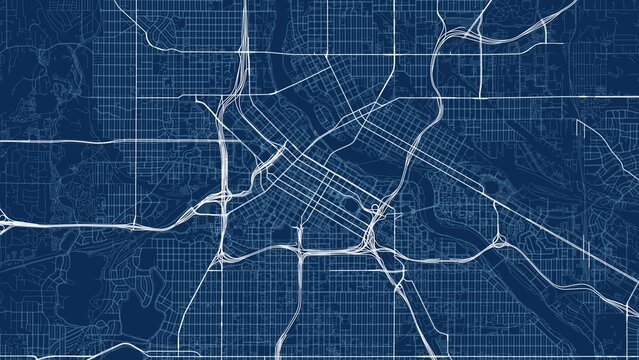 4K Technical Blueprint City Street Map of Minneapolis, USA &mdash; High Resolution Road Network Poster