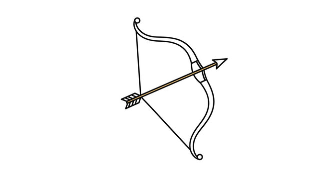 Bow with an arrow positioned on its string ready to shoot representing weapon, archery sport, or targeted strategy.