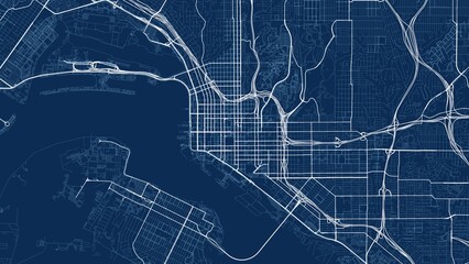 Fototapeta premium 4K Technical Blueprint City Street Map of San Diego, USA — High Resolution Road Network Poster