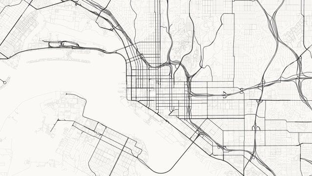 4K Minimalist Scandinavian City Street Map of San Diego, USA &mdash; High Resolution Road Network Poster