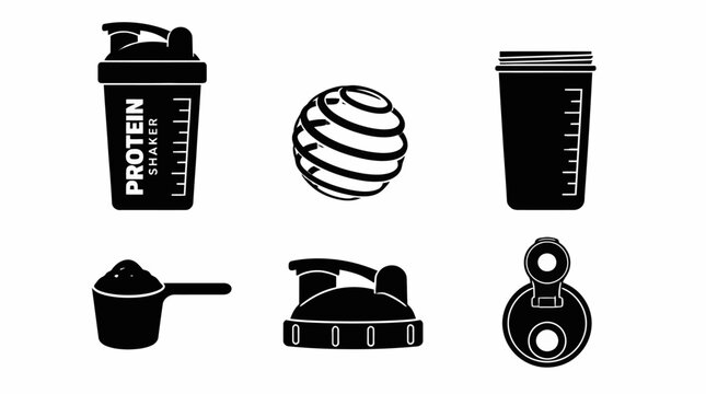 Fitness protein shaker bottle and supplement accessories set