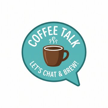 Coffee talk speech bubble icon with a steaming hot cup of fresh caffeine drink for morning social chat