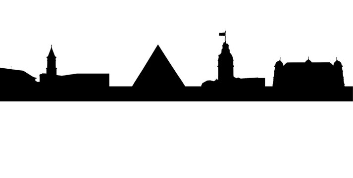 Karlsruhe Skyline Silhouette with Urban Landmarks &ndash; Baden-W&uuml;rttemberg Germany Cityscape Vector Illustration