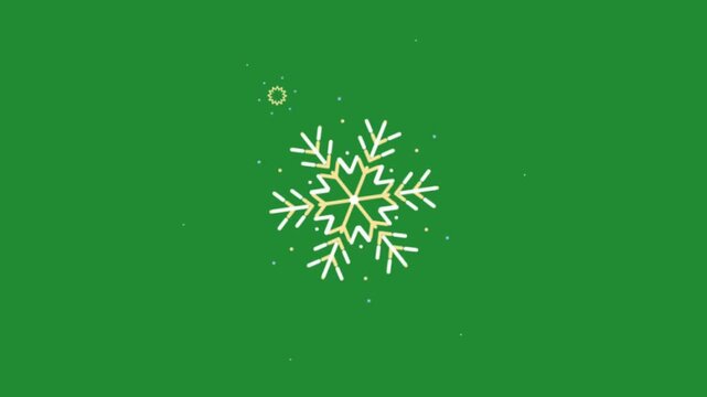 Christmas snowflake line art animation on a green screen background for winter season and holiday celebration project