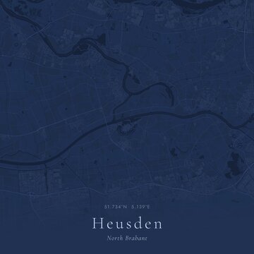 Blueprint Map of Heusden, Netherlands | Architectural Line Art Poster