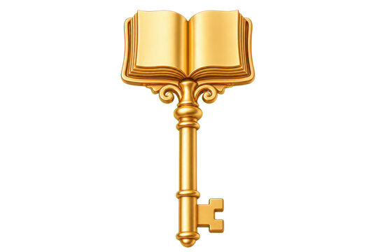 Golden key with open book handle
