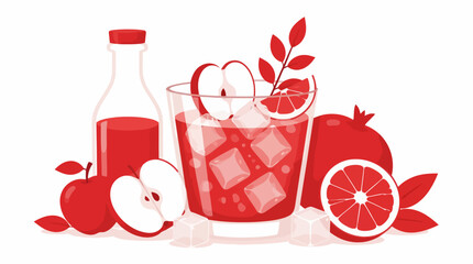 Red juice with apple pomegranate and ice cubes © dyah.std