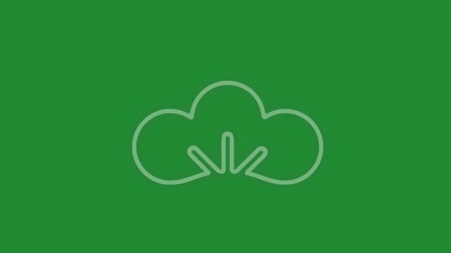 white outline pine tree icon on green background abstract minimal japanese animation graphic design element