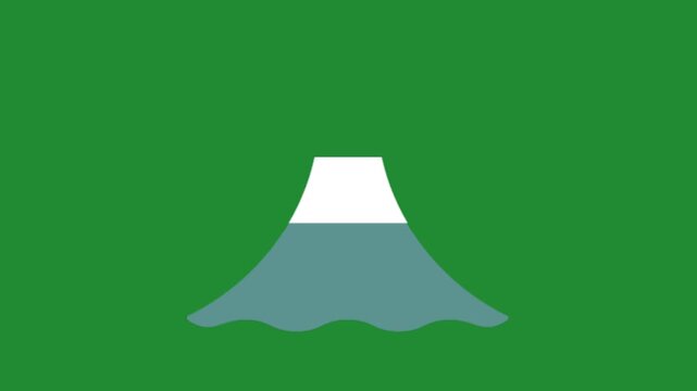 mount fuji with red sun on green background abstract minimal japanese animation graphic design element