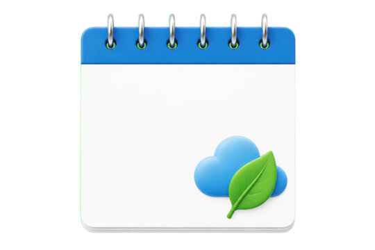 Spiral notebook with cloud and leaf icon