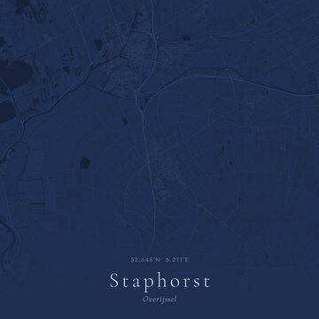 Blueprint Map of Staphorst, Netherlands | Architectural Line Art Poster