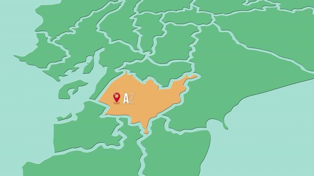 Mapa de Ecuador con divisi&oacute;n pol&iacute;tica resaltando la provincia Azuay