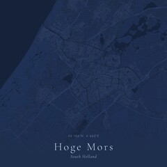Blueprint Map of Hoge Mors, Netherlands   Architectural Line Art Poster © Rezona