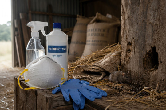 Hantavirus Cleaning Safety Equipment in Rodent Infested Barn Environment