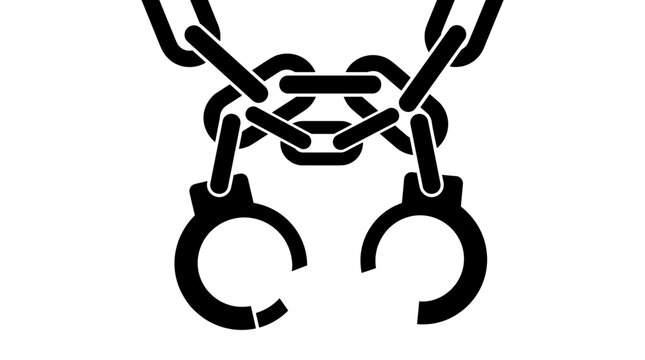 Broken chains and handcuffs symbolize freedom and liberation