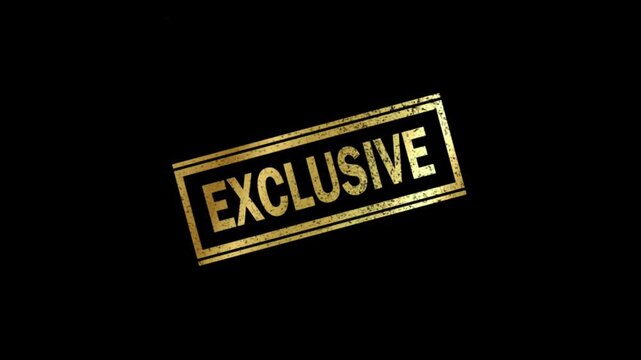 Gold grunge Exclusive stamp text badge on black background for premium luxury offer and VIP promotion video element