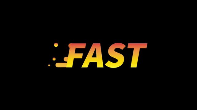 Yellow and orange Fast text logo with motion trail effect on black background for express delivery motion video element