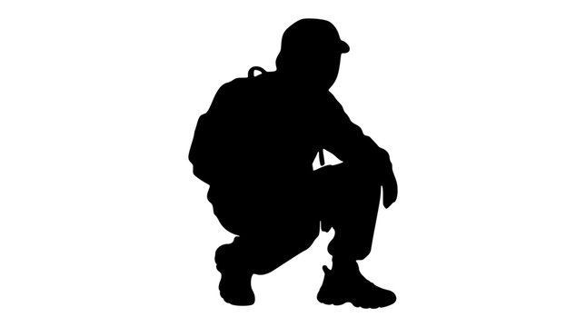 Street wear model crouching