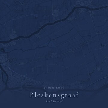 Blueprint Map of Bleskensgraaf, Netherlands | Architectural Line Art Poster