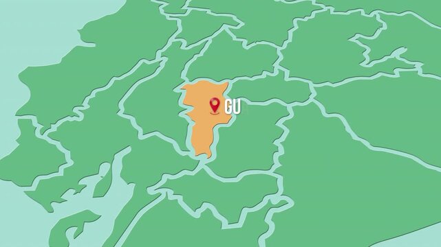 Mapa de Ecuador con divisi&oacute;n pol&iacute;tica resaltando la provincia Bol&iacute;var con su capital Guaranda
