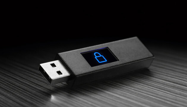  Cyber security illustration of a secure flash drive representing data privacy and protection