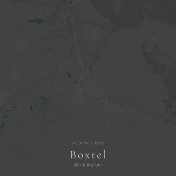 Minimalist Street Map of Boxtel, Netherlands | Black and White Line Art