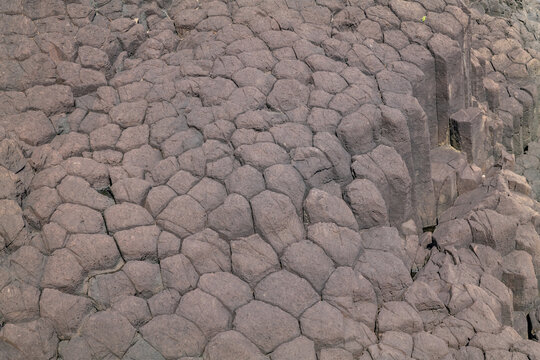 Columner Joints at Tawaraiso Beach. Igneous rocks (Andesite & Basaltic Andesite Lava). Cape Tsumeki, Shimoda city, Izu Peninsula,Shizuoka Prefecture, Japan. Philippine Sea Plate

