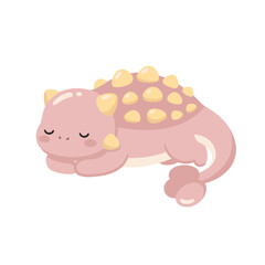 Cute Kawaii Pink Baby Ankylosaurus Standing with Golden Spikes in Pastel © Felipe