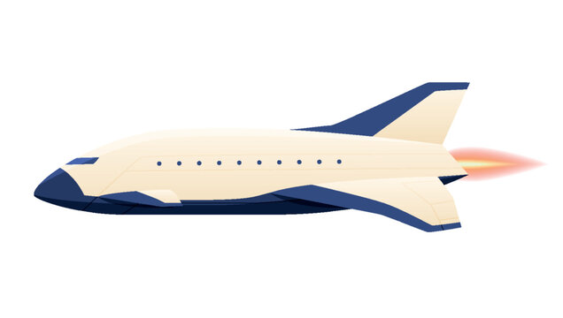 Illustration of a space shuttle with a simple design on a white background symbolizing exploration and technology in space travel.