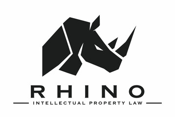 Geometric rhino head logo for intellectual property law. © brian